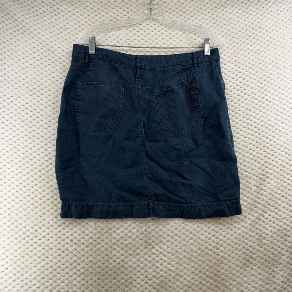J. Jill Skirt Women 12 Navy Blue 100% Linen 5-Pocket Mini Straight Casual - Picture 9 of 10